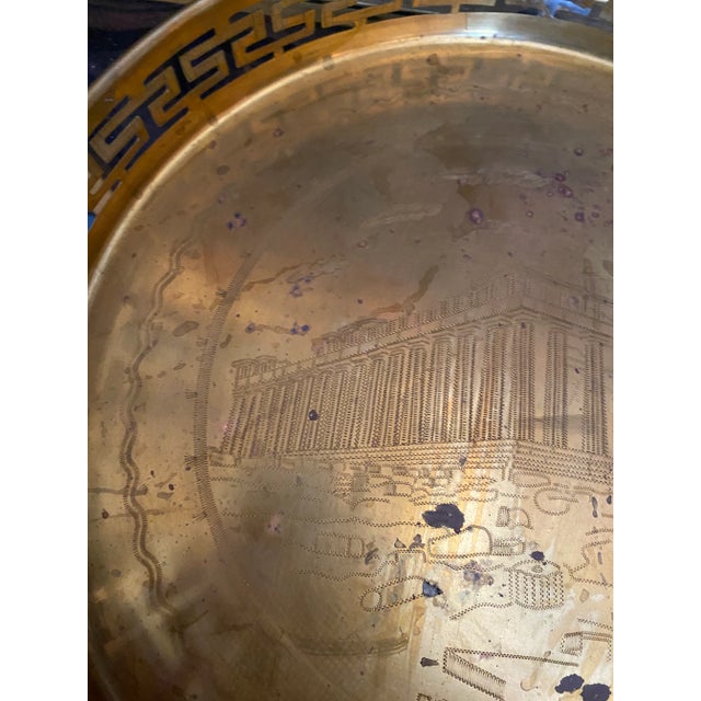 1970s 1970s Brass Serving Tray With Greek Key Details For Sale - Image 5 of 10