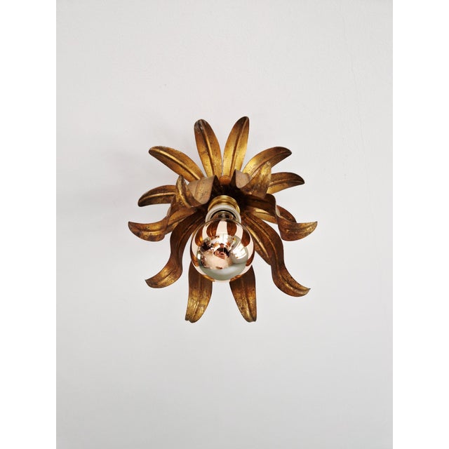 Italian Floral Ceiling Light in Gilded Metal, 1960s-1970s For Sale - Image 14 of 14