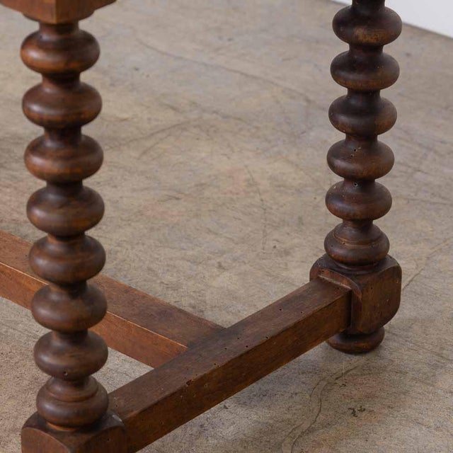 1940s French Wood and Woven Bobbin Stool For Sale - Image 11 of 13