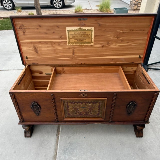 Early 20th Century Antique Walnut Spanish Revival Ed Roos Cedar Chest For Sale - Image 5 of 12