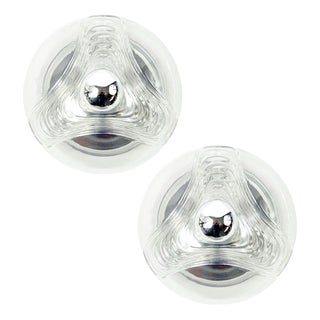 Large Mid-Century Modern Wave Ceiling Lights by Koch & Lowy for Peill & Putzler, 1970s, Set of 2 For Sale