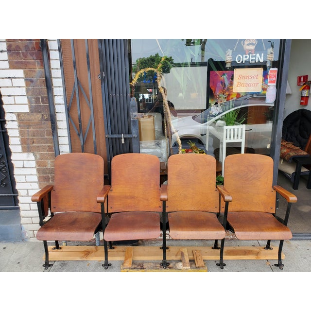 Wood Vintage Theater Seat Row For Sale - Image 7 of 14
