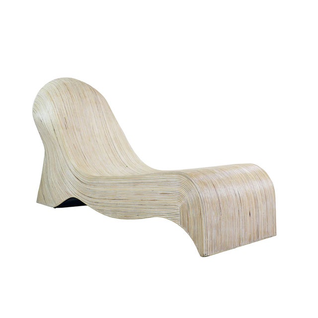 2020s Matthew Izzo Home Stiletto Natural Rattan Weave Chaise Lounge For Sale - Image 5 of 5