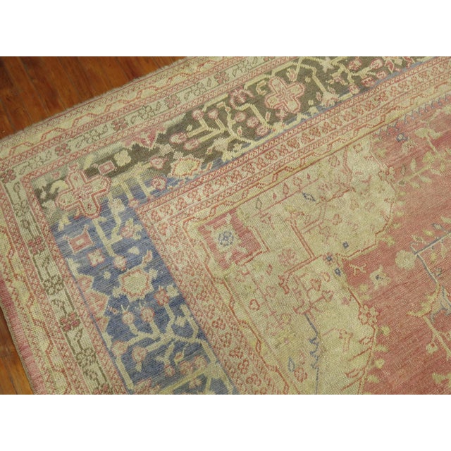 Soft Rose Pink Antique Oushak Rug - 11'5" x 15'7" For Sale - Image 11 of 14