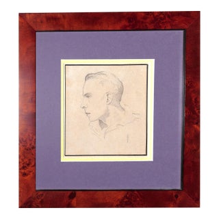 Mid 20th Century Pencil Drawing of a Young Man For Sale
