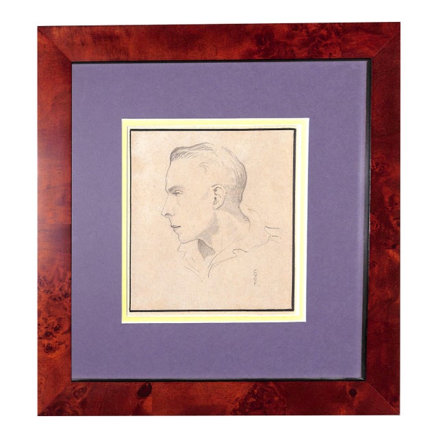 Mid 20th Century Pencil Drawing of a Young Man For Sale