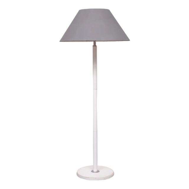 White Leather Floor Lamp from Star Leuchten, Germany, 1970s For Sale