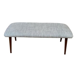 Mid-Century Gray Fabric Bench For Sale