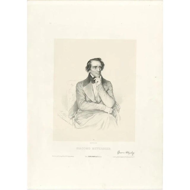 Le Gout-Gérard, Portrait of Giacomo Meyerbeer, 19th Century, Lithograph For Sale - Image 6 of 10
