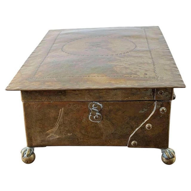 Antique Mid-19th Century Dutch Brass-Clad Tobacco Casket with Engraved Monogram For Sale - Image 9 of 14