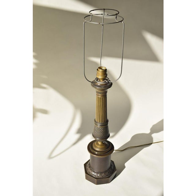 Antique Bronze Table Lamp For Sale - Image 3 of 9