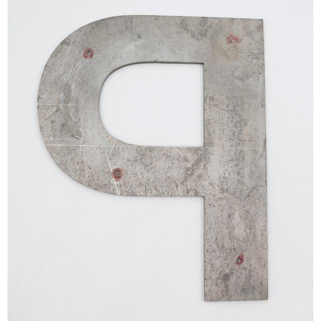 Traditional Vintage 11.875 In. Aluminum Sign Letter P For Sale - Image 3 of 3