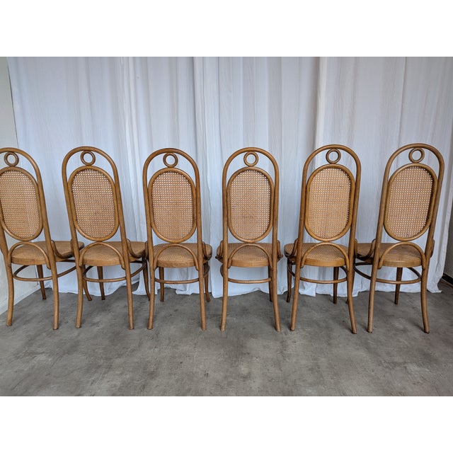 Vintage Bentwood Cane Dining Chairs, 1970s, Set of 6 For Sale - Image 4 of 18