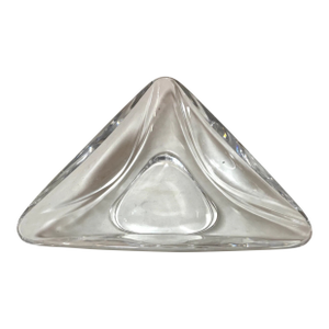 1970s Large Handmade Val St Lambert Studio Clear Glass Crystal Signed Centerpiece Bowl