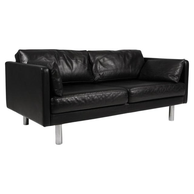 Black Model 220 2,5-Seater Sofa in Black Leather by Erik Jørgensen For Sale - Image 8 of 8