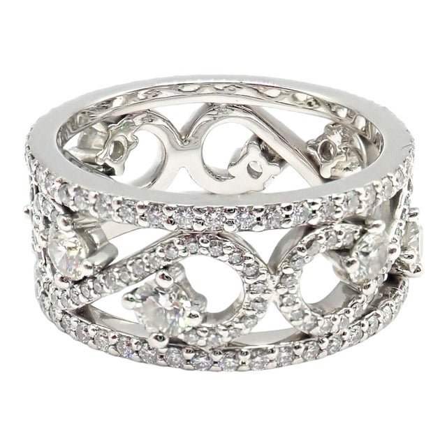 Tiffany & Co. Platinum Diamond Enchant Scroll Wide Band Ring Size 6 For Sale In Philadelphia - Image 6 of 11