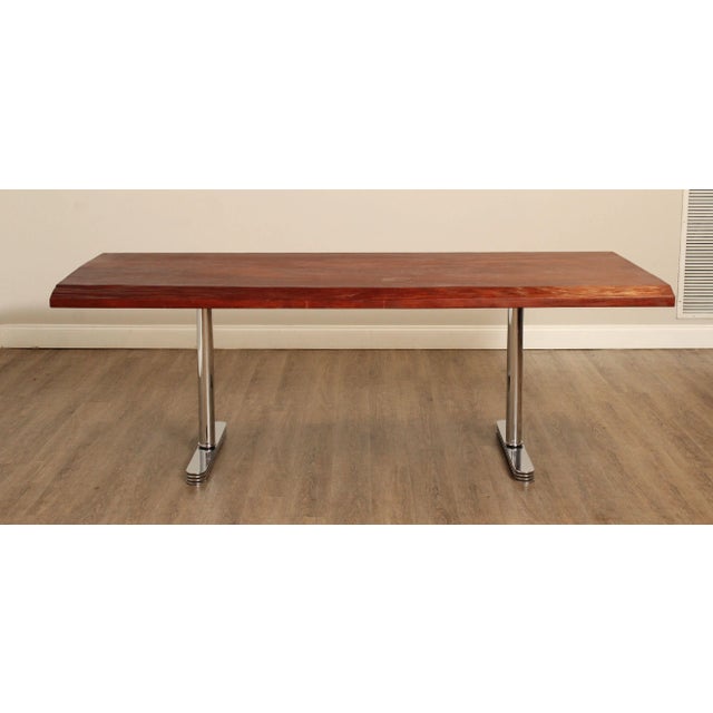 Wood Mid Century Modern Live-Edge Slab Dining Table For Sale - Image 7 of 12