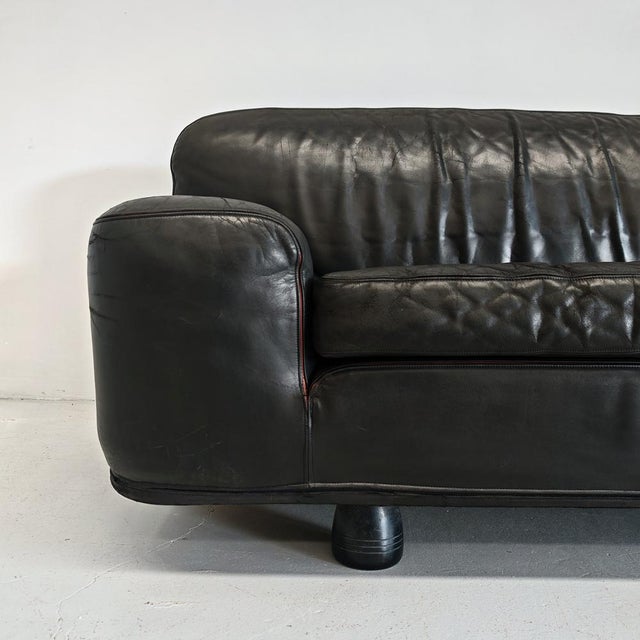 Black Leather Sofa by Franco Poli for Bernini, 1980s For Sale - Image 9 of 18