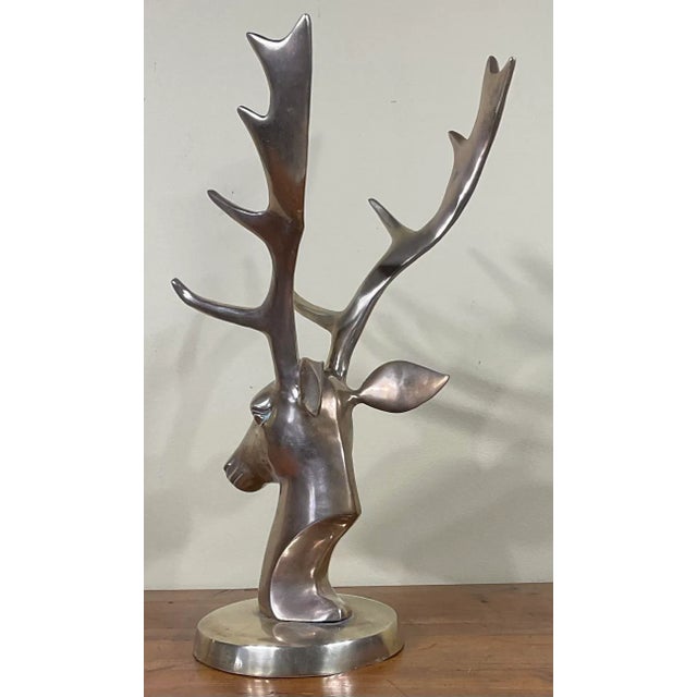 Vintage 1980s Brass Deer Head For Sale In Miami - Image 6 of 13