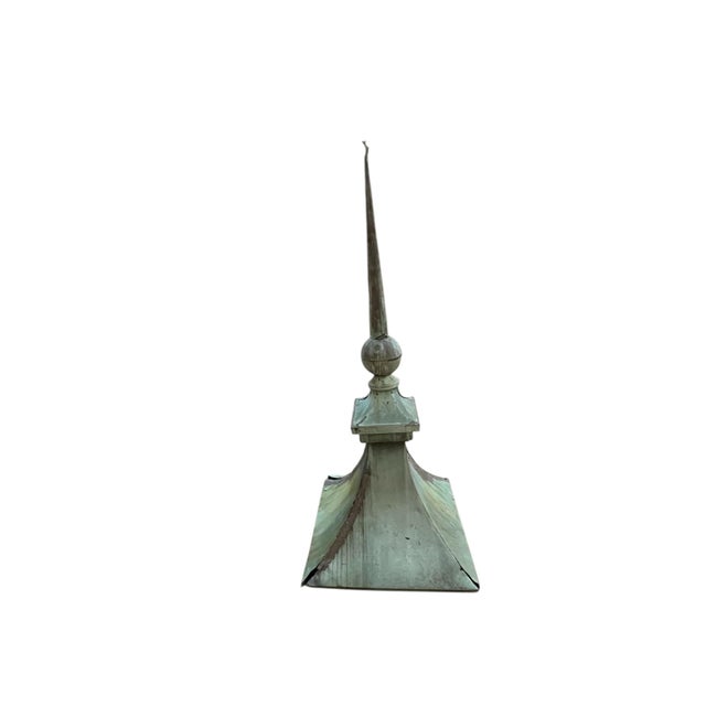 Traditional Antique Copper Architectual Rooftop Finial With Verdigris Aged Patina For Sale - Image 3 of 10