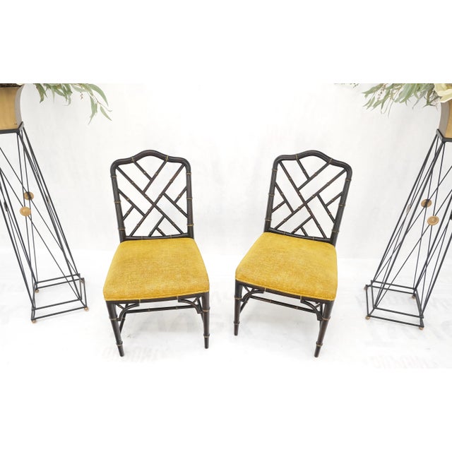 Mid-Century Modern Decorative Ebonized Walnut Faux Bamboo Side Chairs - A Pair For Sale - Image 10 of 12