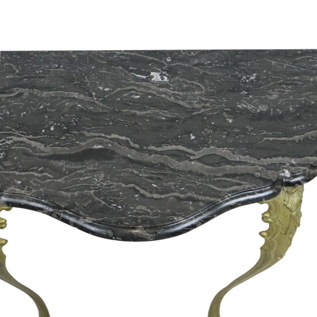 French Marble Console Table with Ornate Brass Legs, 1950s For Sale - Image 13 of 17