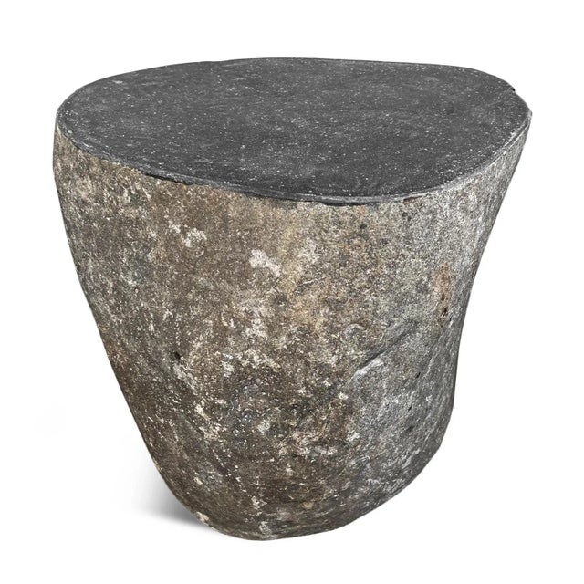 Solid heavy stone boulder rustic outdoor side table or stool. This rustic organic modern piece will look beautiful and...
