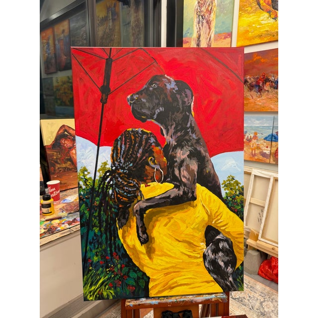 David Gil Loved Like Family, Godfrey Afebuame (2026), Acrylic on Canvas, Animal, Pet, Realism, Impressionist. Contemporary Impasto Painting For Sale - Image 4 of 5