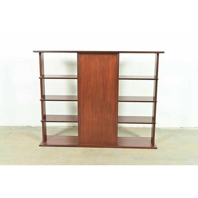 Frank Lloyd Wright Taliesin Mahogany Bookcase or Room Divider, Newly Refinished For Sale - Image 13 of 14