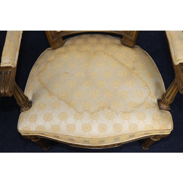 20th C Pair of Tall Back Impressive Louis XVI Style Armchairs For Sale - Image 11 of 13