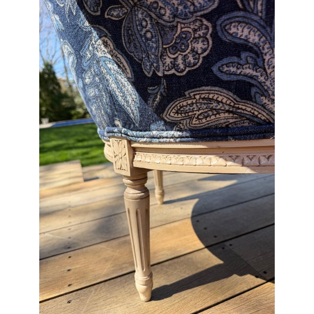 Custom Louis XVI Chaise Lounge by Lewis Mittman Upholstered in Ralph Lauren A beautifully tailored chaise by Lewis...