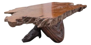 Vintage Live Edge Wood Coffee Table With Sculptural Root Base, 1960s