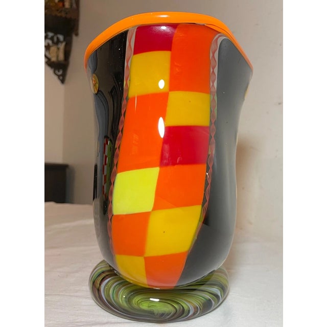 Contemporary Large Blown Harry Stuart RPM Studio Centerpiece Bowl Art Glass Sculpture Vase For Sale - Image 3 of 14