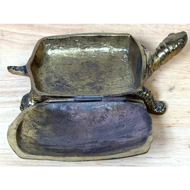 Italian Mid-Century Gilt & Patinated Bronze Turtle Hinged Box, circa 1960s For Sale - Image 9 of 18
