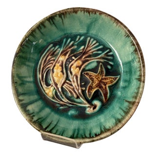 Maritime Wall Plate with Seaweed and Starfish from by Rügenkeramik Wilhelm Löber, GDR, 1960s For Sale