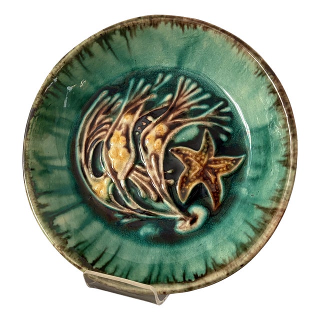 Maritime Wall Plate with Seaweed and Starfish from by Rügenkeramik Wilhelm Löber, GDR, 1960s For Sale