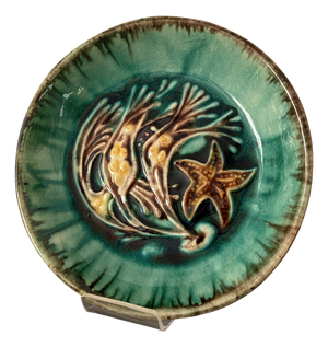 Maritime Wall Plate with Seaweed and Starfish from by Rügenkeramik Wilhelm Löber, GDR, 1960s