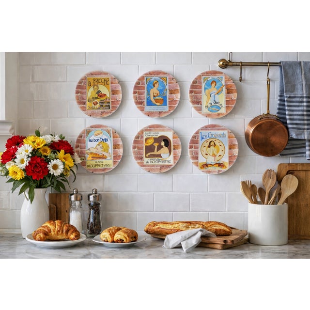 This is Rare Collectable Set of Stylized Philippe Deshoulieres, Porcelaine de Limoges France Edition of Canape Café Plates...