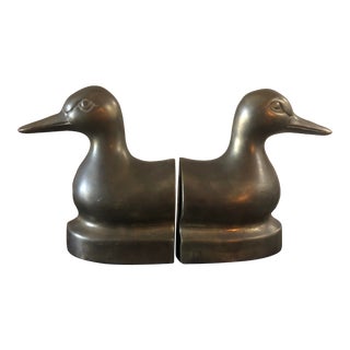 Vintage Brass Mallard Bookends - a Pair For Sale
