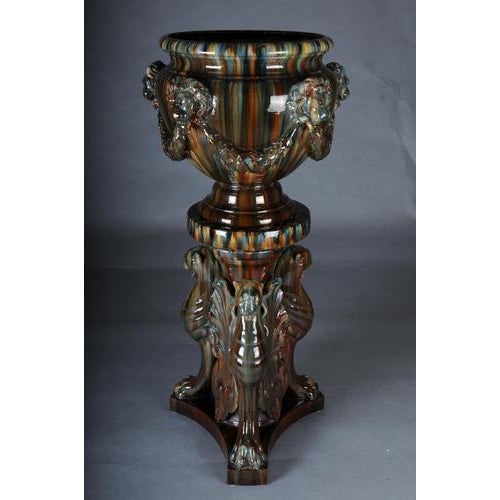 French Majolica Flower Vase by Clement Massier For Sale - Image 3 of 17
