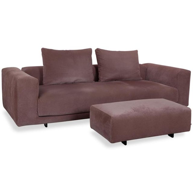 Set of Fabric Corduroy Moss Three-Seater Sofa and Ottoman in Pink Mauve Sofa from COR For Sale - Image 14 of 14