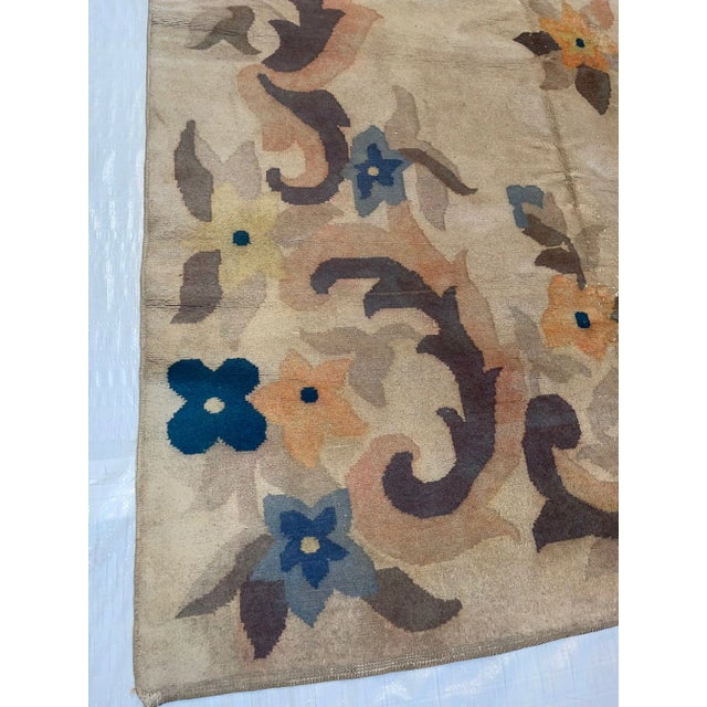 Chinese Antique Chinese Rug with Floral Design For Sale - Image 3 of 9