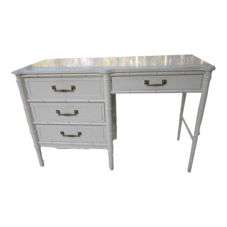 1970s Hollywood Regency Henry Link Bali Hai Desk 4 Drawer White Color Desk For Sale