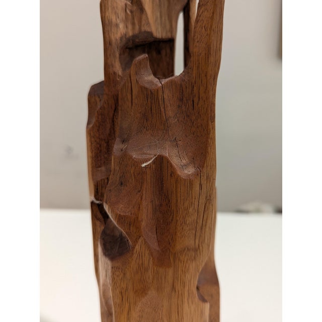 Brutalist Hand-Carved Hardwood Totem Sculpture For Sale - Image 4 of 13