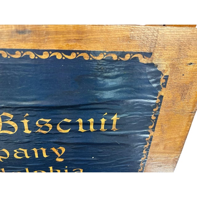 Antique Colonial Biscuit Company Philadelphia Wooden Advertising Crate With Original Lithograph Label For Sale - Image 9 of 11