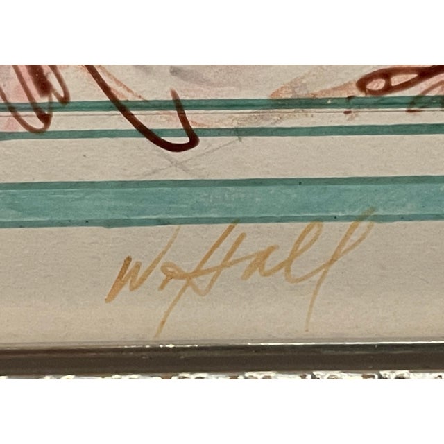 W. Hall Mid-Century Classical Figural Watercolor For Sale - Image 4 of 5