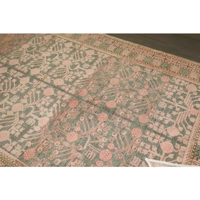 Vintage East Turkestan Gray Salmon Pomegranate Rug - 6'6" x 12'9" For Sale - Image 4 of 8