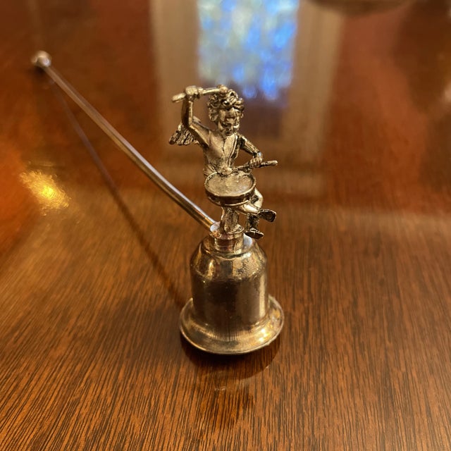 French Silverplated Candle Snuffer With Cherub For Sale - Image 3 of 4