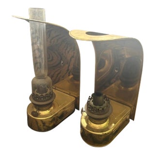 Vintage Den Haan Rotterdam d.h.r. Holland Brass Nautical Wall Oil Lamps – Pair For Sale