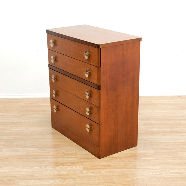 1970s Tall Mid Century Teak Dresser by Stag Furniture For Sale In Los Angeles - Image 6 of 8
